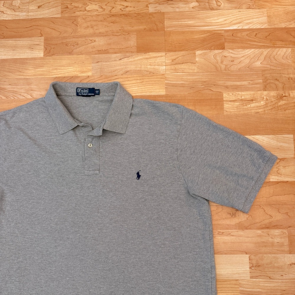 Polo Ralph Lauren Mens 2XLT Tall Heather Gray Short Sleeve Pony Logo Polo Shirt
